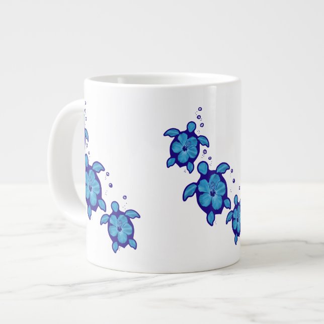 3 blaue Honu Schildkröten Jumbo-Tasse (Vorderseite Links)