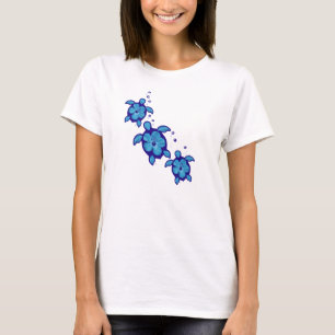 3 blaue Honu Schildkröten T-Shirt