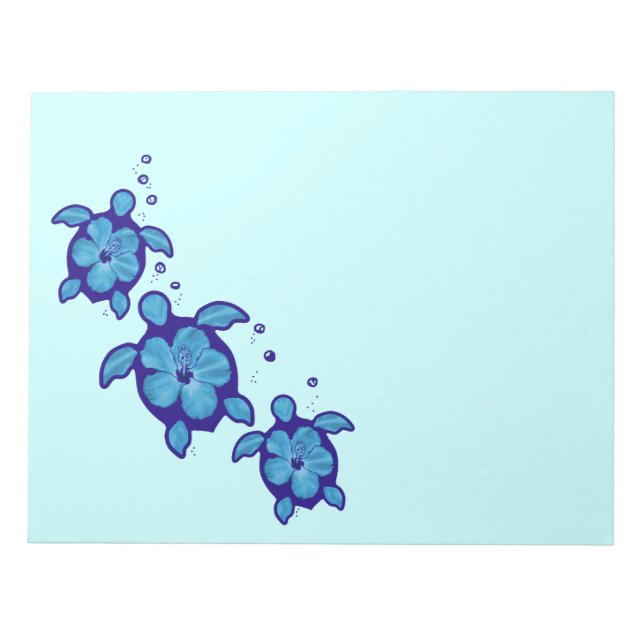 3 Blue Honu Turtles Notizblock (Vorderseite)