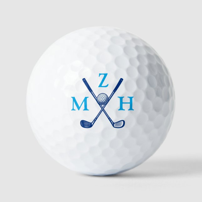 3 Blue Initials or Short Three Letters Name Golfball (Vorderseite)