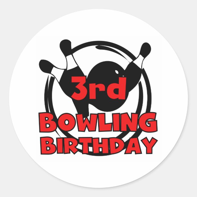 3. Bowling Birthday Runder Aufkleber (Vorderseite)