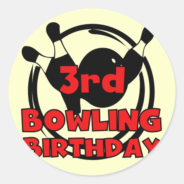 3. Bowling Geburtstagsgeschenke Runder Aufkleber (Vorderseite)