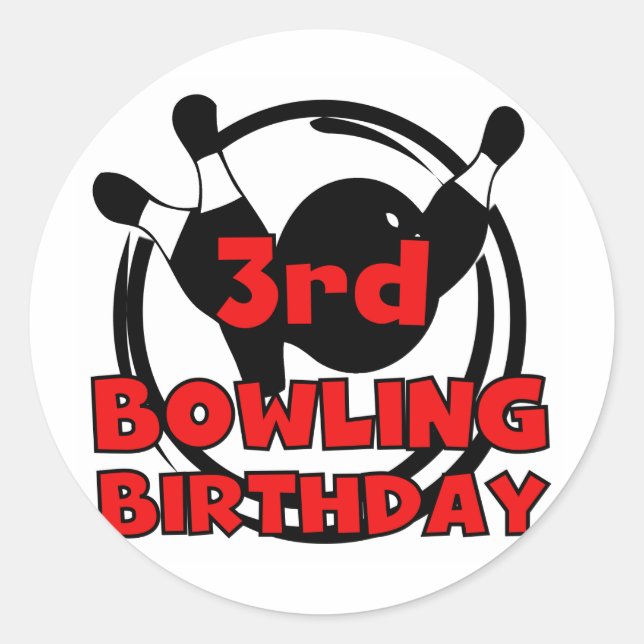 3. Bowling Geburtstagsgeschenke Runder Aufkleber (Vorderseite)