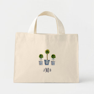3 Boxwood Topiary Mit Monogramm Tote Bag Mini Stoffbeutel