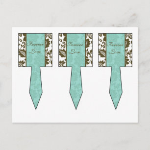 3 Braune/blaue Blumen-Damaskus-Hochzeit-Cup-Cake-P Postkarte