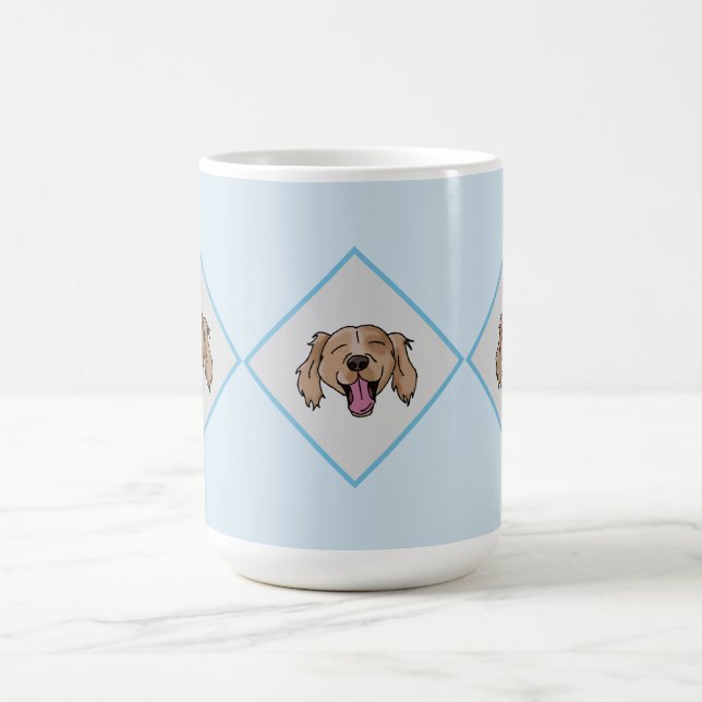 3 Braune Retriever blaue Diamant gemusterte Tasse (Mittel)