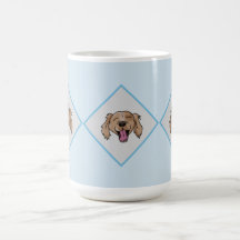 3 Braune Retriever blaue Diamant gemusterte Tasse