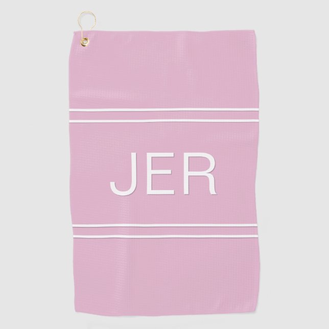 3 Buchstaben Initials Mit Monogramm Pink Golfer's  Golfhandtuch (Vorderseite)