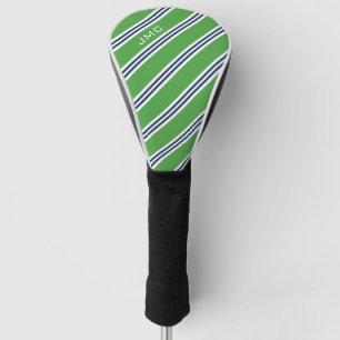 3-Buchstaben-Monogramm-grüne und blaue Streifen Golf Headcover