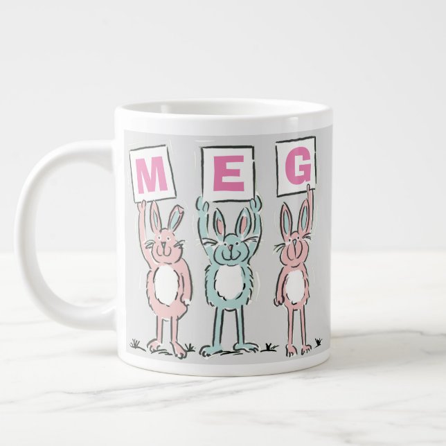 3 Buchstabenname Fun Kaninchen Design Jumbo-Tasse (Links)