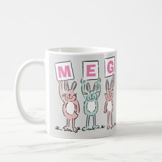 3 Buchstabenname Fun Kaninchen Design Kaffeetasse (Links)