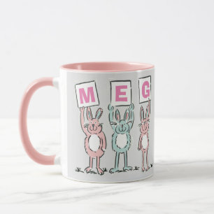 3 Buchstabenname Fun Kaninchen Design Tasse