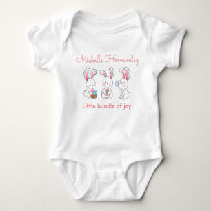 3 Bunnies mit Eiern personalisieren Baby Strampler