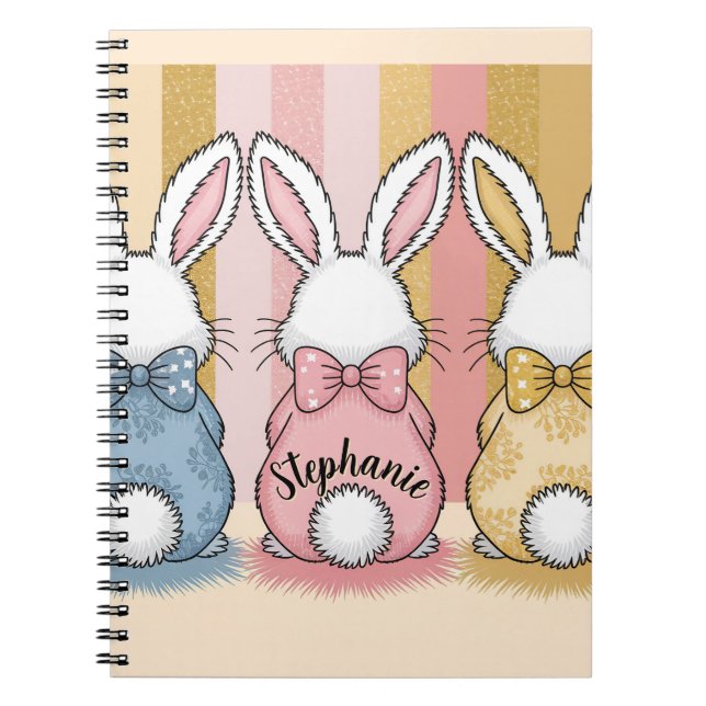 3 Bunny Trio, Personalisierter Name Notizblock (Vorderseite)