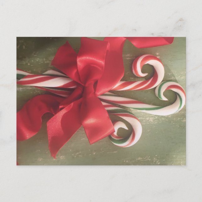 3 Candy Canes Holiday Postcard Postkarte (Vorderseite)