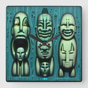 3 Cannibals Redux II Quadratische Wanduhr