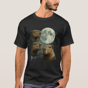 3 Capybara Mond Riesen Nagetiere Seltsames Heulen T-Shirt