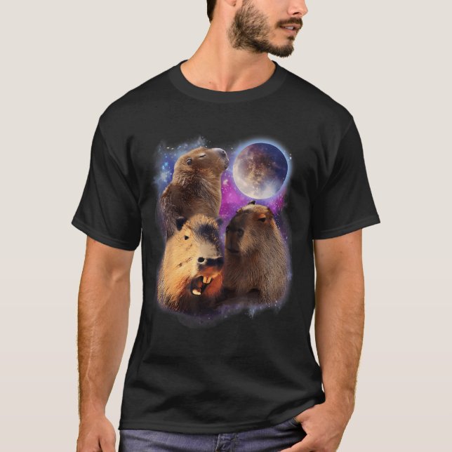 3 Capybara Moon Capybara Gefülltes Tier für Männer T-Shirt (Vorderseite)