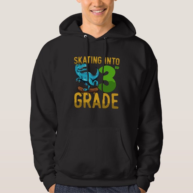 3 Class Dinosaur Skateboard Last First Day School  Hoodie (Vorderseite)