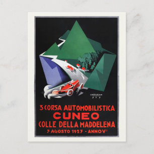 3 Corsa Automobilistica Cuneo Vintage Poster 1927 Postkarte