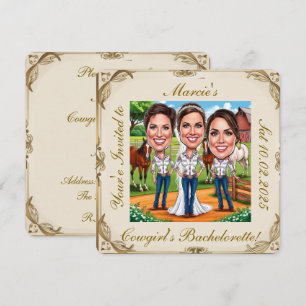 3 Cowgirl Bridal Karikaturen auf dem Bauernhof