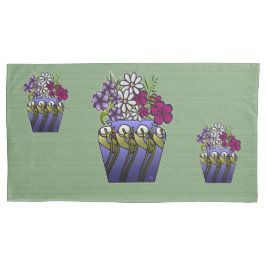 3 Craftsman Lily Vases on Sage Green Kissenbezug