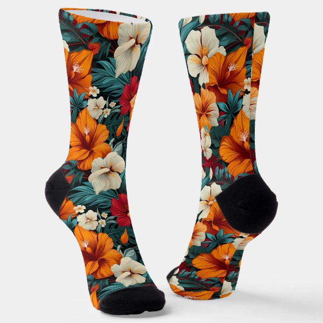 3 Crews mit Blumenmuster Socken (Gewinkelt)