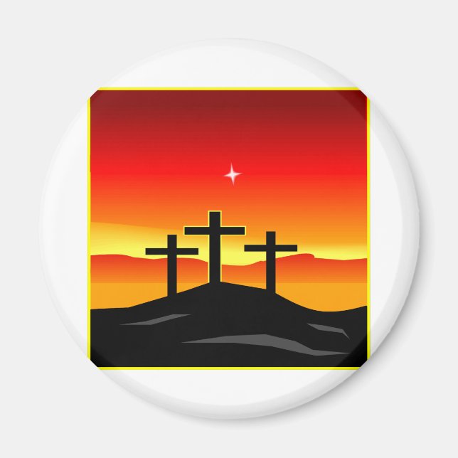 3 Crosses Sunset Magnet (Vorne)