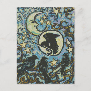 3 Crows at Dusk, Art Postcard, Crowbar Postkarte