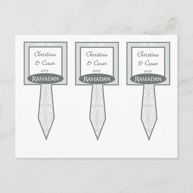 3 Cup Cake Pick Soft Blue Islamic Ramadan Bluish m Postkarte (Vorderseite)