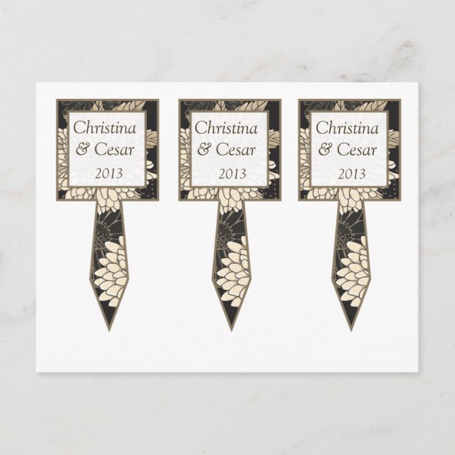 3 Cup Cake Picks Black Cream Daisies/Carnation Lea Postkarte (Vorderseite)