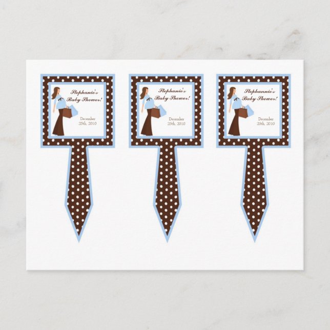 3 Cup Cake Picks Blue Mod Mama Polka Docks Einladungspostkarte (Vorderseite)