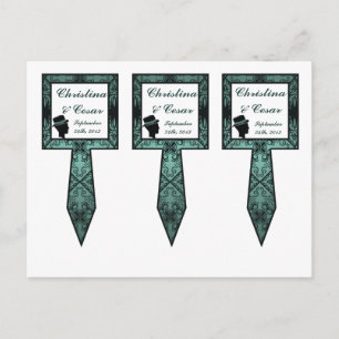 3 Cup Cake Picks Damask Aquamariner Mann Frau Hut Postkarte