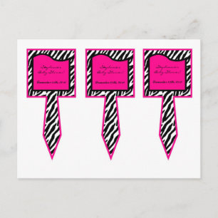 3 Cup Cake Picks Hot Pink Zebra Print Einladungspostkarte