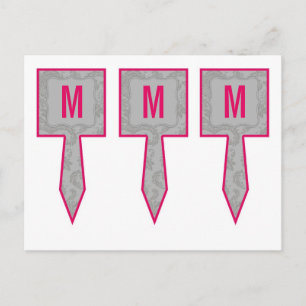 3 Cup Cake Picks Moderne Grau Damasle Spitzenprint Postkarte