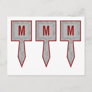 3 Cup Cake Picks Moderne Grau Damasle Spitzenprint Postkarte