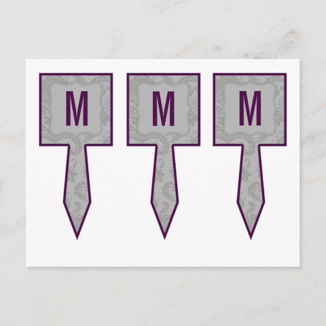 3 Cup Cake Picks Moderne Grau Damasle Spitzenprint Postkarte (Vorderseite)