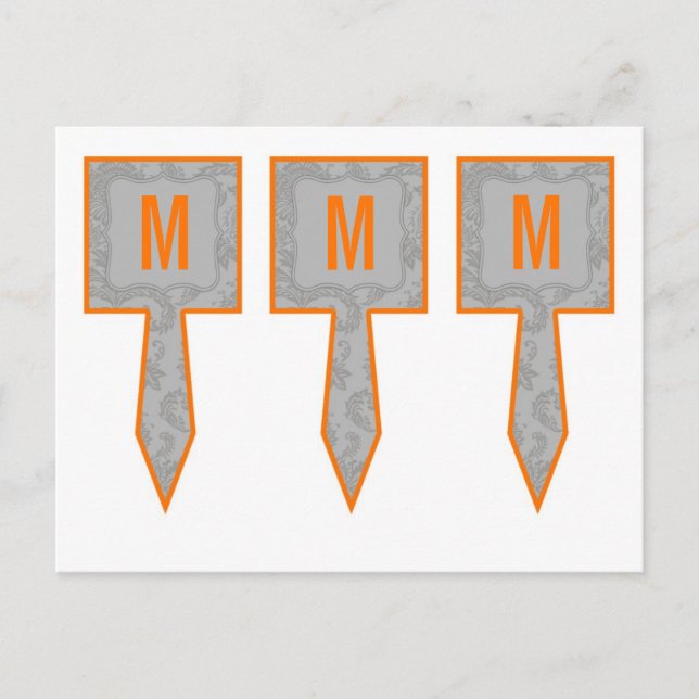 3 Cup Cake Picks Moderne Grau Damasle Spitzenprint Postkarte (Vorderseite)