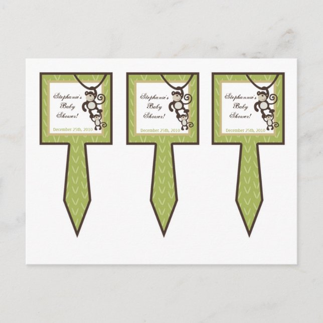 3 Cup Cake Picks Monkey Time Zotier Einladungspostkarte (Vorderseite)