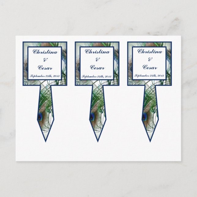 3 Cup Cake Picks Peacock Feathers blau/grün Postkarte (Vorderseite)