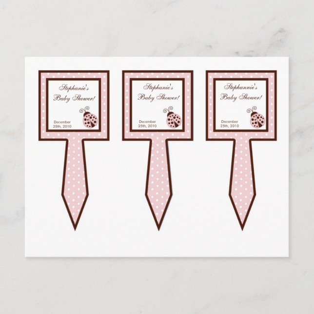 3 Cup Cake Picks Pink Ladybug Einladungspostkarte (Vorderseite)