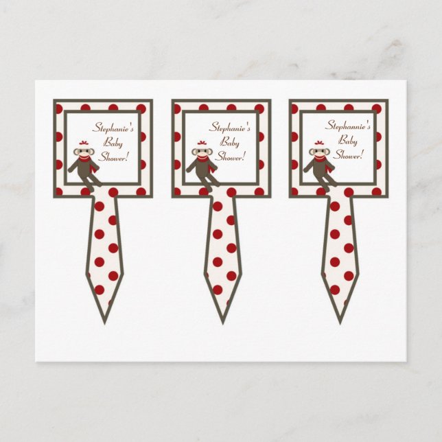 3 Cup Cake Picks Red Sock Affe Einladungspostkarte (Vorderseite)
