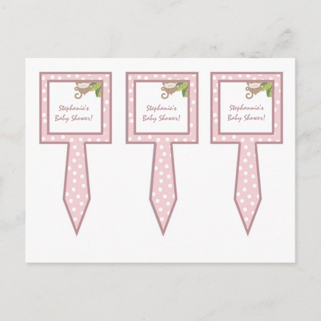 3 Cup Cake Picks Safari Jungle Giraffe Rosa Einladungspostkarte (Vorderseite)