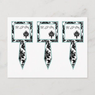 3 Cup Cake Picks Schwarze Damask Spitze Print Postkarte