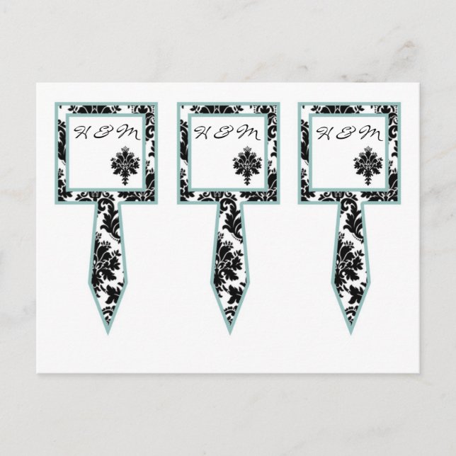 3 Cup Cake Picks Schwarze Damask Spitze Print Postkarte (Vorderseite)