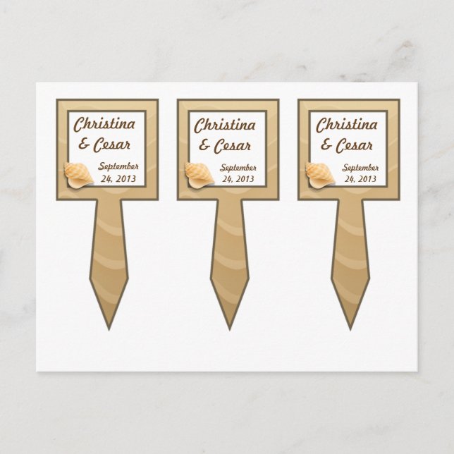 3 Cup Cake Picks Seashells auf Sandy Beach Seester Postkarte (Vorderseite)