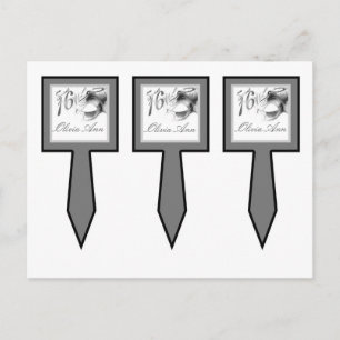3 Cup Cake Picks Sweet 16 Silver White Party Einladungspostkarte