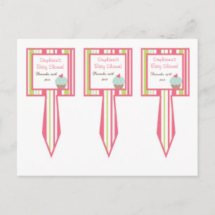 3 Cup Cake Picks Tee Party Rosa Pastell Blume Postkarte