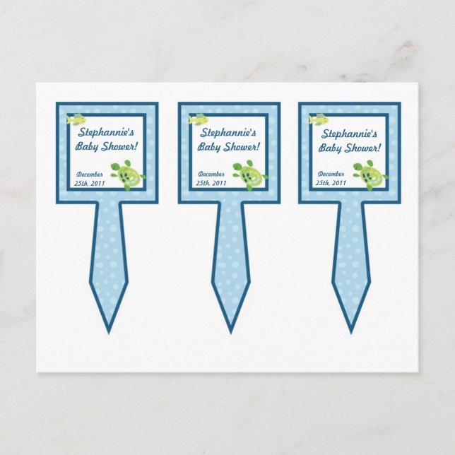 3 Cup Cake Picks Turtle Reef Meeresschildkröte Einladungspostkarte (Vorderseite)