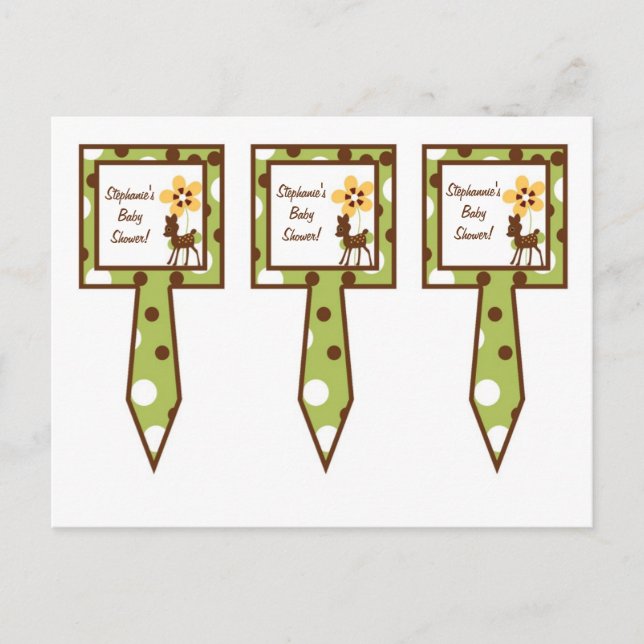 3 Cup Cake Picks Wald Freunde Hirsch Einladungspostkarte (Vorderseite)